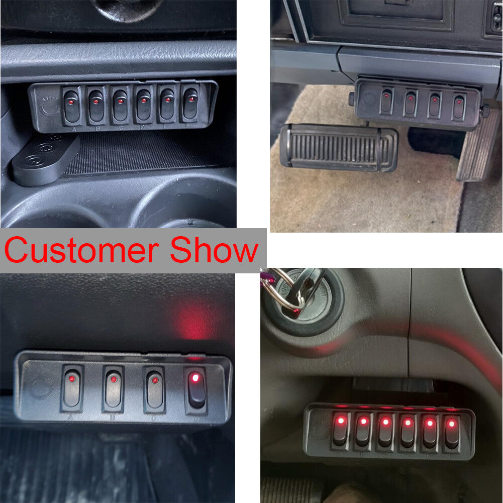 4-Gang 12V Rocker Switch Box On/Off Rocker Toggle Switch Panel Box for Car Light