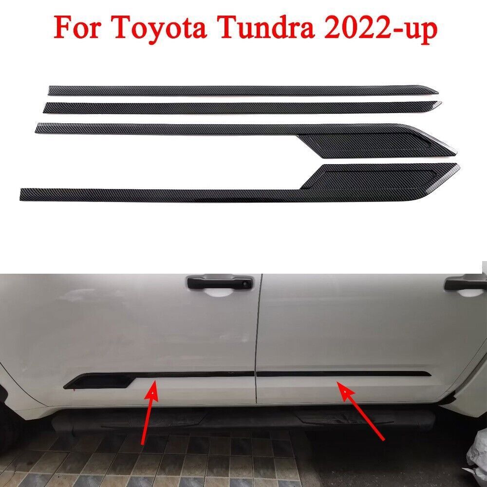 Carbon Fiber ABS Body Side Moulding Strip Cover Trim for Toyota Tundra 2023-2024