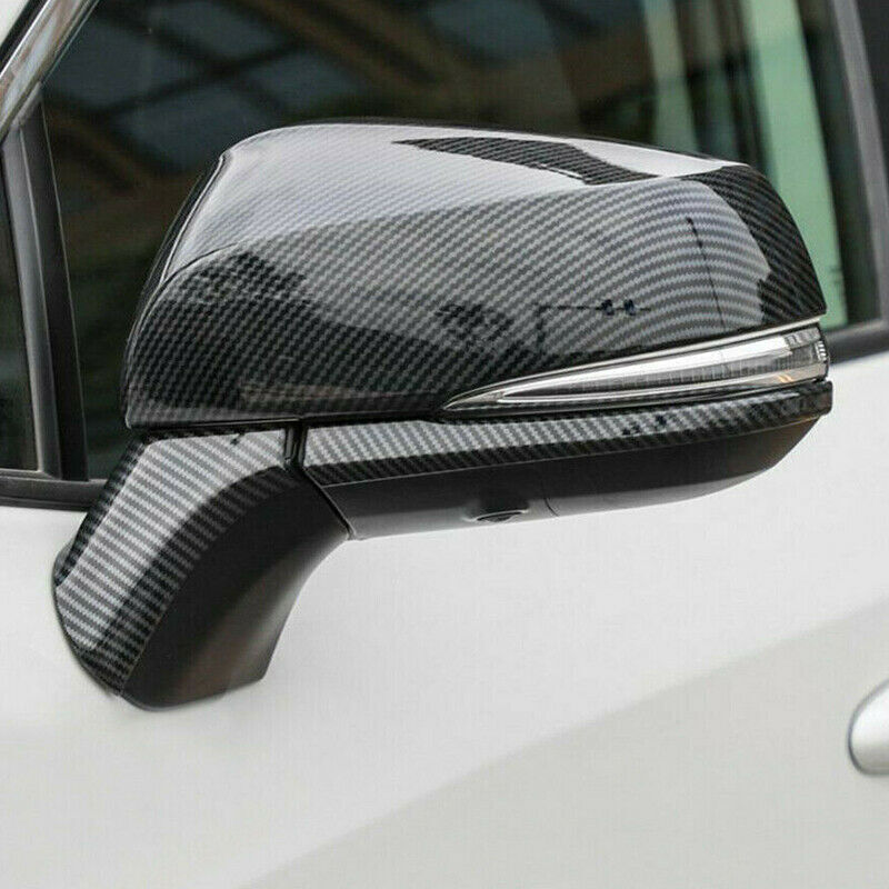 6Pcs Carbon Fiber Style Rear Mirror Cover Molding Trim for Toyota RAV4 2019-2024
