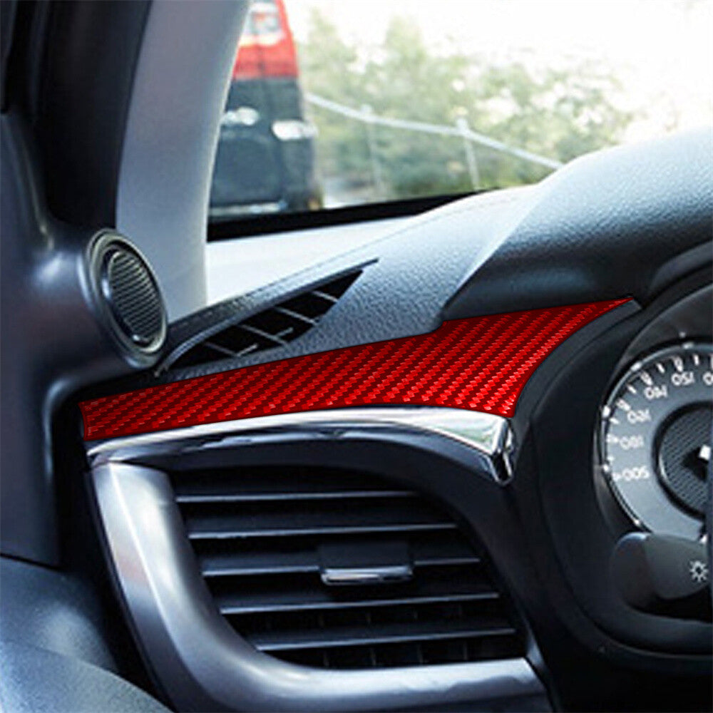 For T@yota Hilux Revo 15-21 Center Console Dashboard Panel Trim Red Carbon Fiber