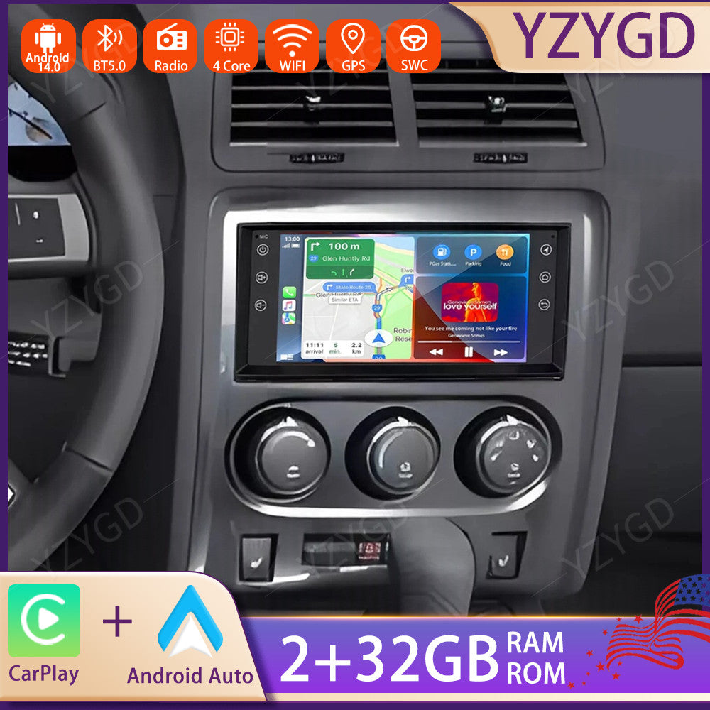 for Dodge for Challenger 2008-2014 7 CarPlay Android 14 Car Radio GPS Navi Screen