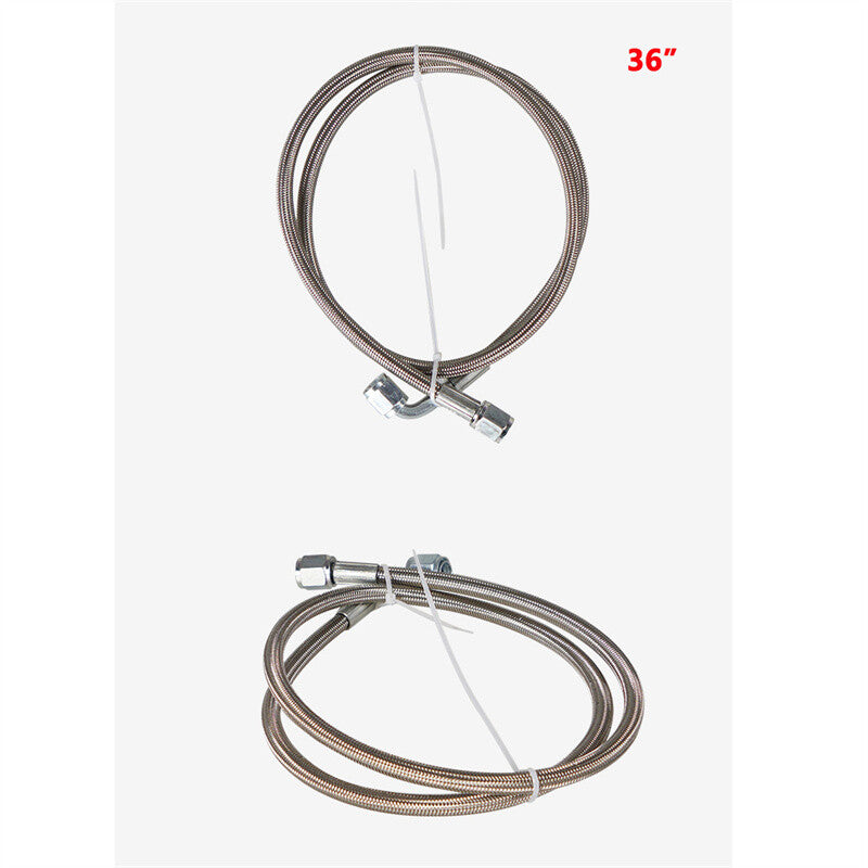 36 Turbo Oil Feed Line Stainless Braided PTFE Line 4AN 90° Straight Hose End