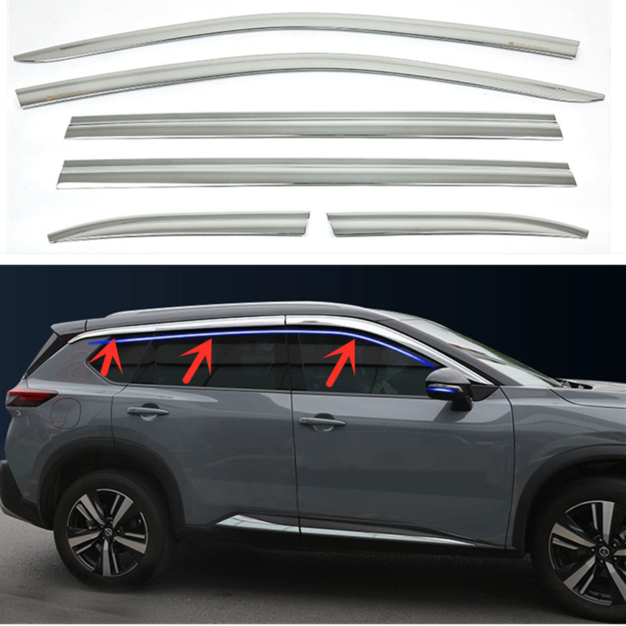 for Nissan Rogue 2021-2023 Chrome ABS Window Visor Vent Shades Sun Rain Guard 6x