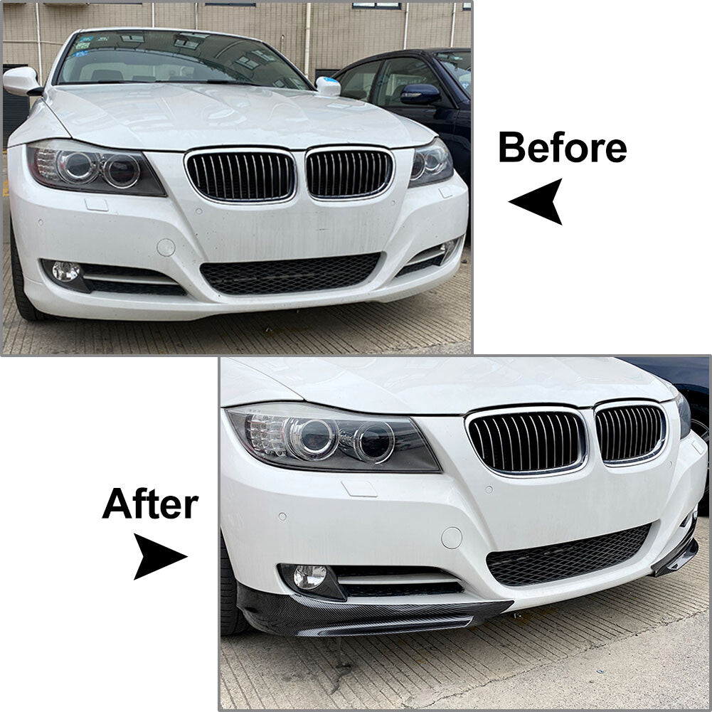 Bright Black Front Bumper Lip Aprons for BMW 3 Series E90 4-Door Sedan 2009-2012