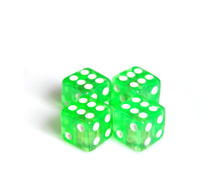 4pcs Clear Green Dice Tire/Wheel Air Stem Valve Caps for Car Truck Hot Rod