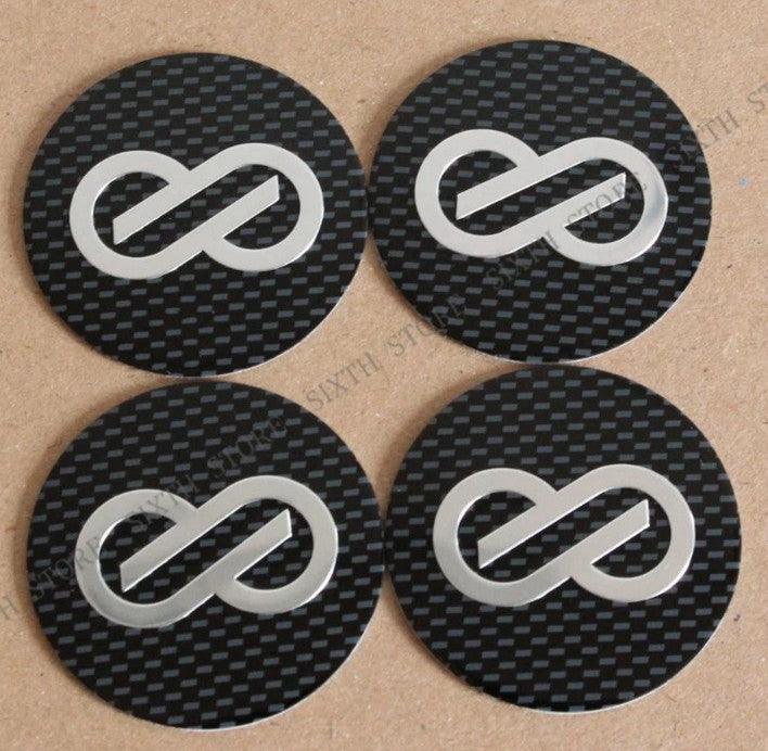 New 4x56mm black carbon fiber wheel decals, rim decals, and wheel stickers from Enkei.