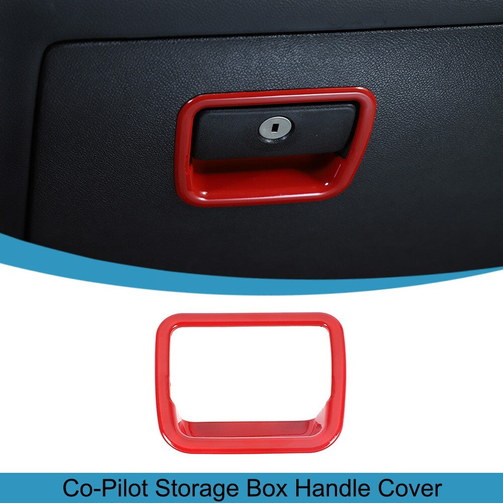 Red for Co -Pilot Storage Box Handle Grab Cover Trim for Chevrolet Camaro 2010-2015