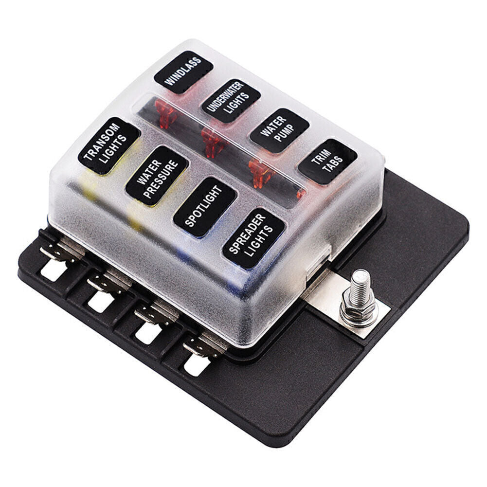 8 Way Circuit LED Fuse Box Holder ATO Waterproof Terminal Block Universal UK