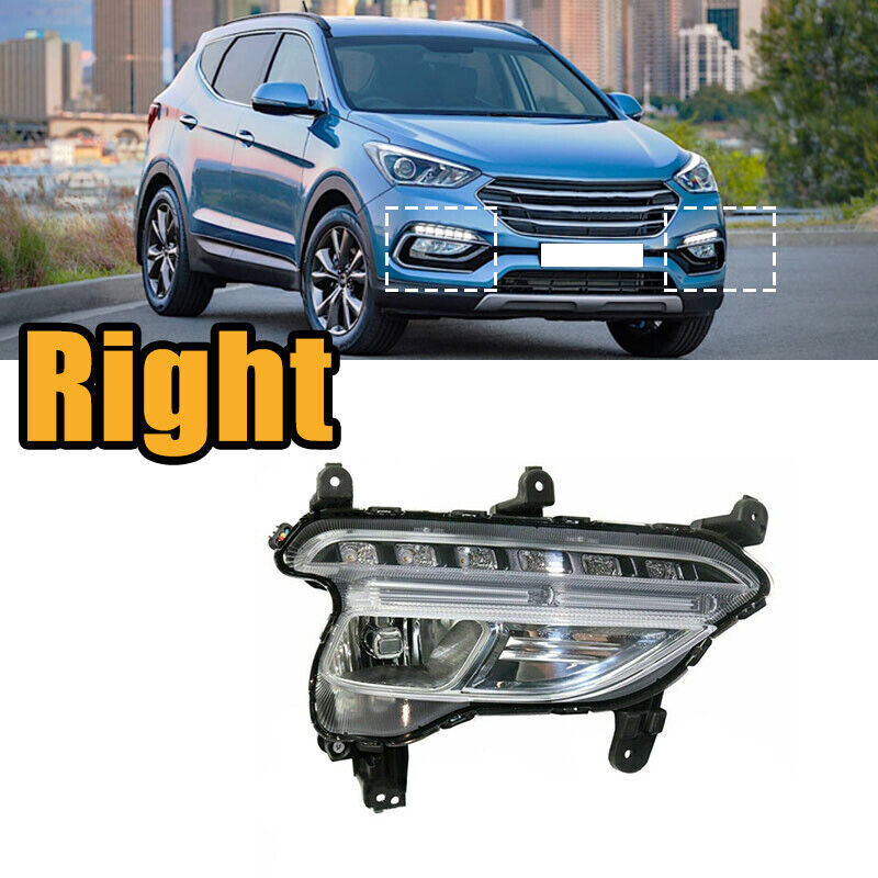 Right Front Fog Lamp Daytime Running Light for Hyundai Santa Fe Sport 2016-2018