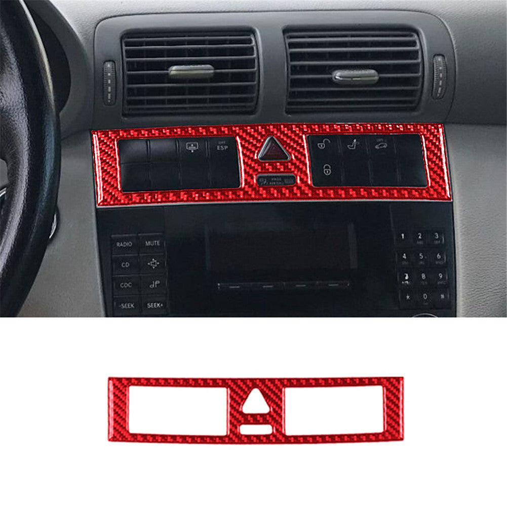 Red Carbon Fiber Warning Light Frame Cover Trim for Mercedes-Benz W203 2005-2007