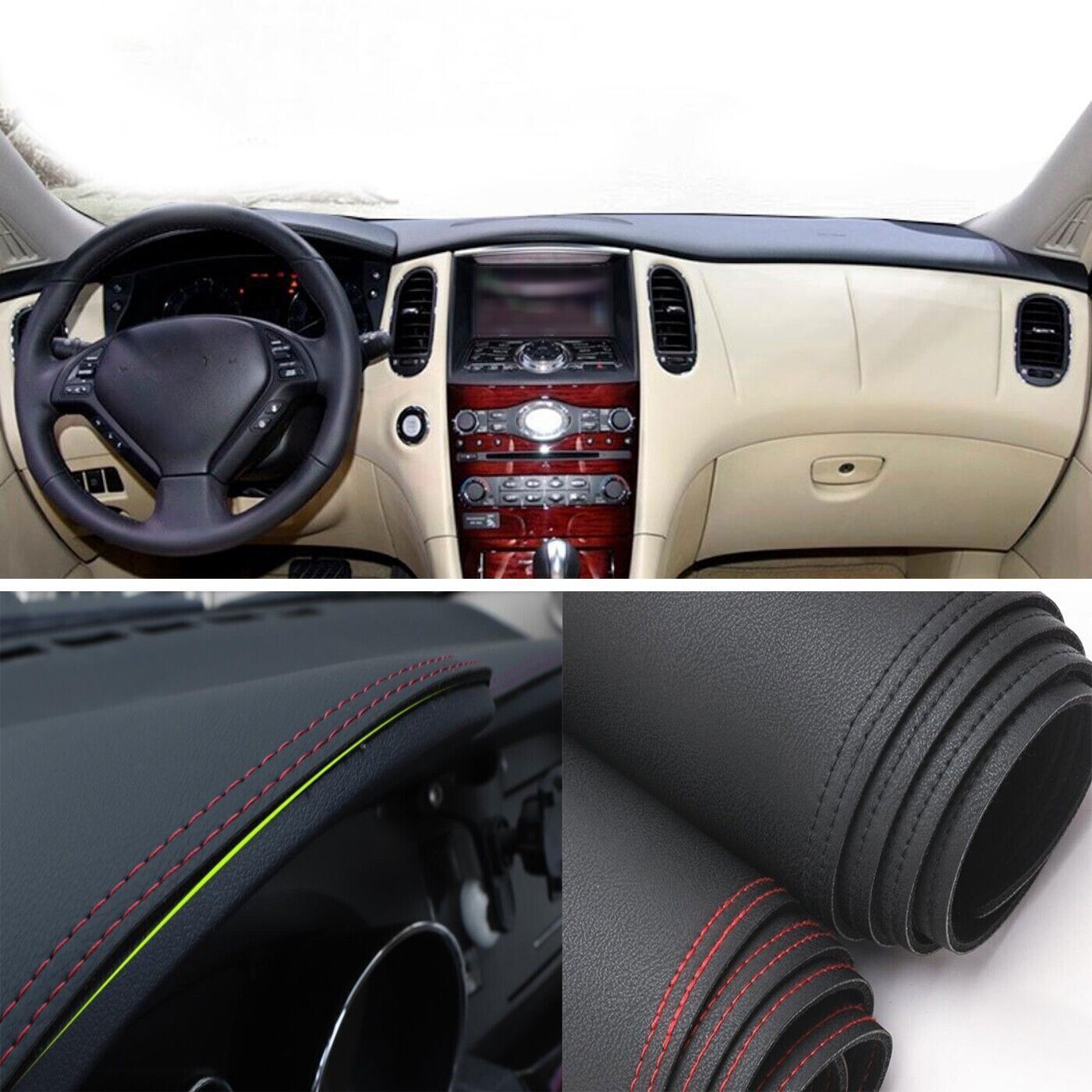 1X PU leather Dashboard Mat Non-slip DashMat Sun Shade for Infiniti QX50 2016-18