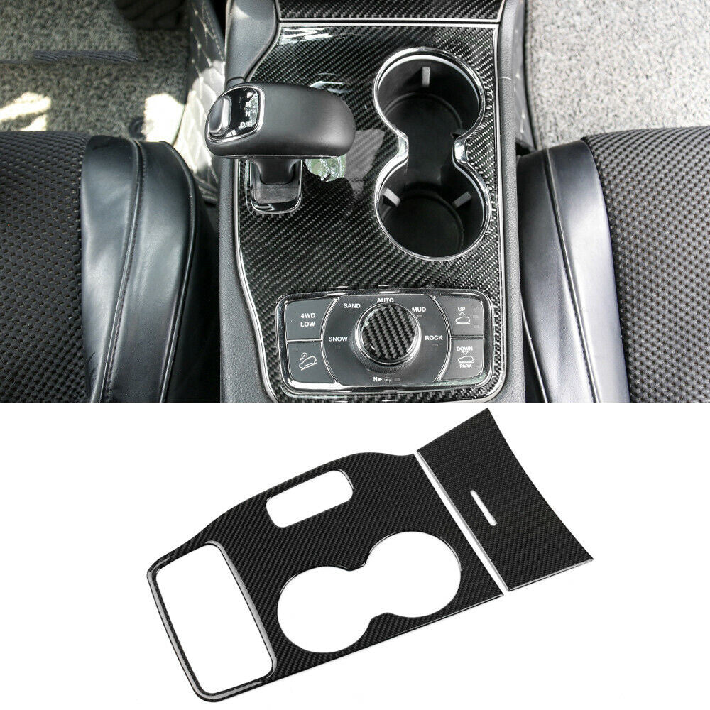 Real Carbon Fiber WaterCup Holder Panel Cover for Jeep Grand Cherokee 2014-2015
