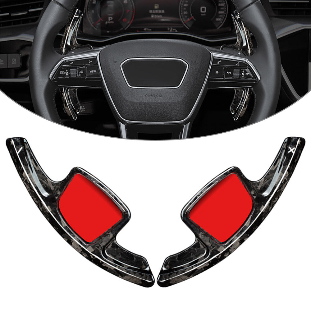2PCS Steering Wheel Paddle Shifter Extension Carbon Fiber Fit for Audi A7 2019-2021