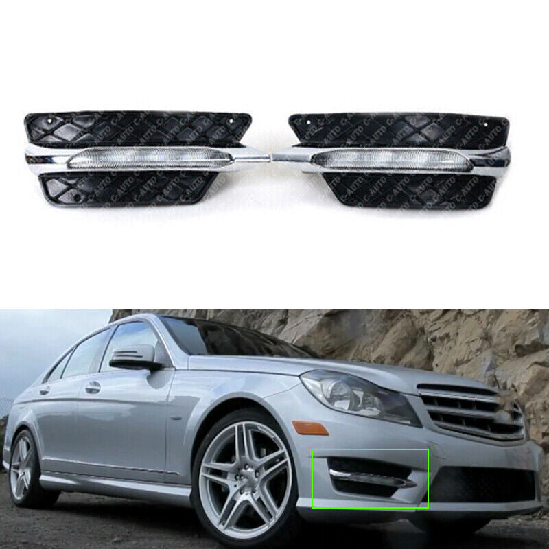 For 2012 2013 2014 for Mercedes-Benz W204 C-Class Pair Front Bumper LED DRL Fog Lamp