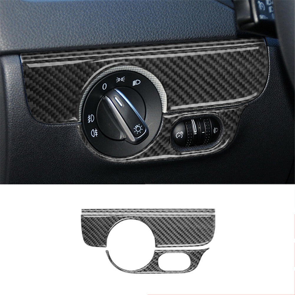 Carbon Fiber Headlight Control Cover Trim for Volkswagen for Jetta Sedan 2011-2014