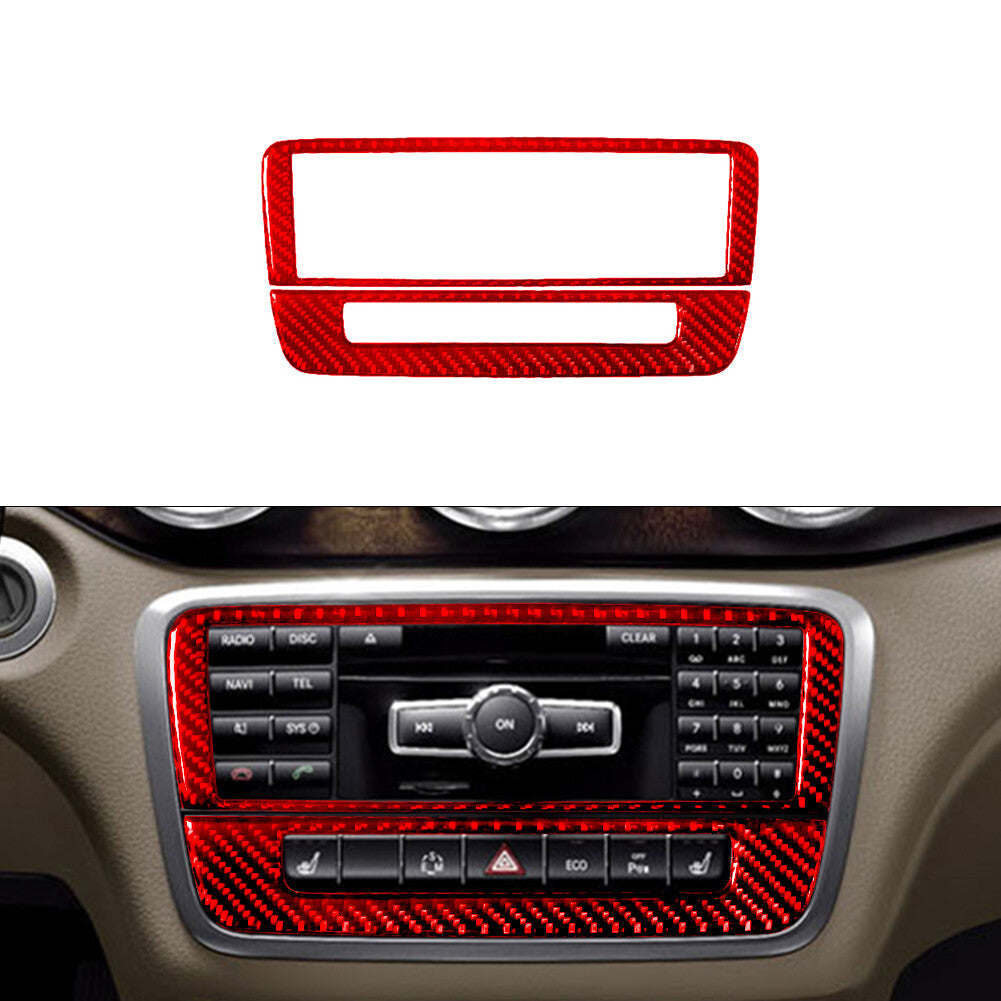 Red Carbon Fiber Radio Trim for Mercedes-Benz CLA 2014-18/GLA 2015-18 Type-A