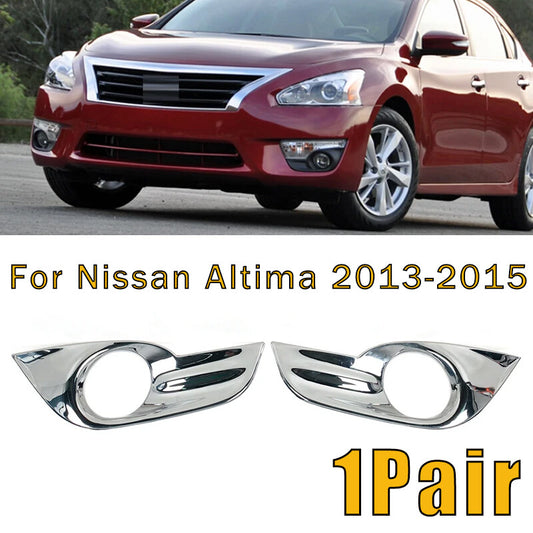2X for Nissan Altima 2013-2015 Car Front Bumper Fog Light Lamp Chrome Trim Cover