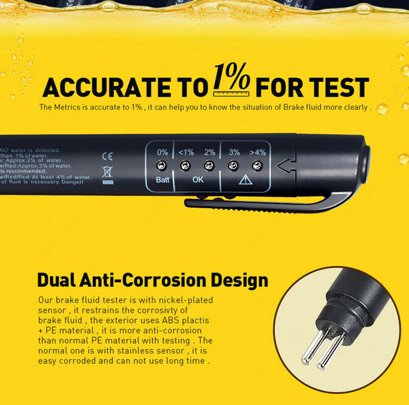 Automotive brake fluid tester diagnostic tool 5 LED pen for oil quality testing suitable for Renault