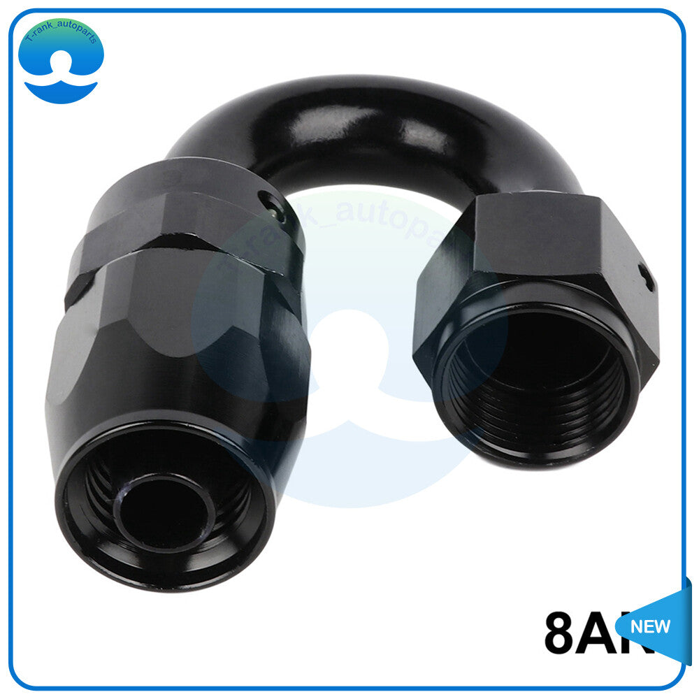 8AN 180 Degree Black Swivel Hose End Fitting Adapter For Oil/Fuel/Gas Hose Line