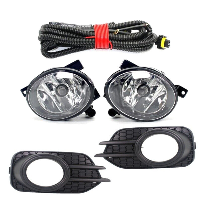 for VW for Tiguan 2012 2013 2014-2017 Front Clean Lens Fog Light Lamp+Grille+Wire