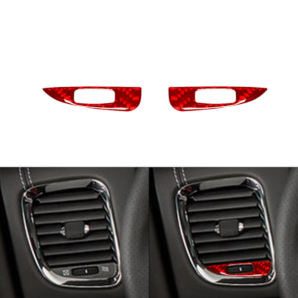 Red Carbon Fiber Front Dashboard Air Vent Trim for Dodge Durango 2014-2020 TypeA