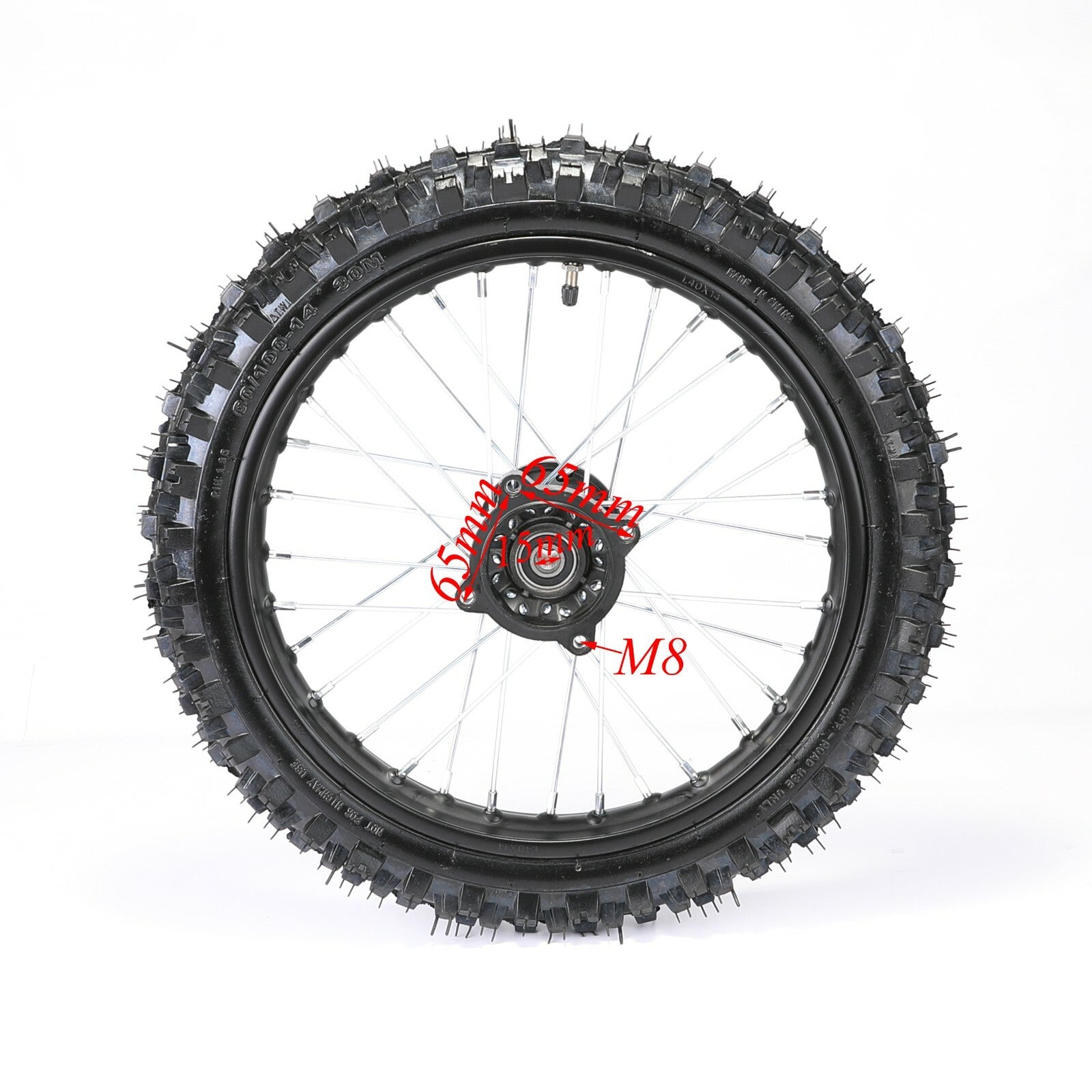 15mm 60/100-14 inch front tire rim 2.50-14 for Pit bike SSR 110cc 125cc KX65