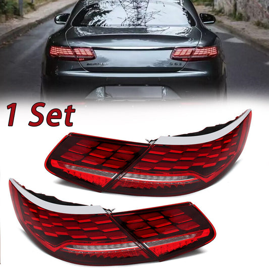LED taillights upgraded with red lenses for Mercedes-Benz S-Class Coupe W217 C217 14-18