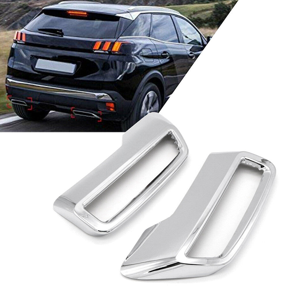 Stainless Steel Exhaust Muffler Tail Pipe Cover Trim for Peugeot 3008 5008 16-19