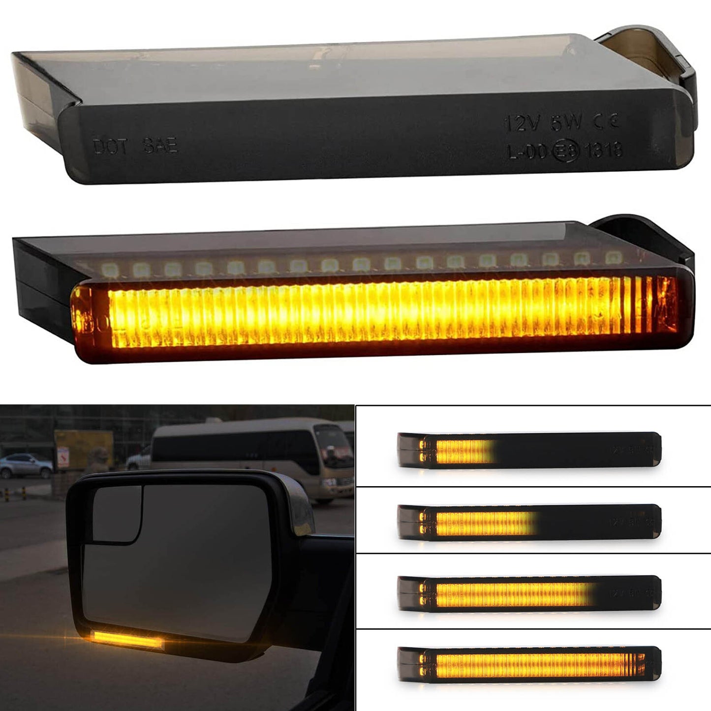 LED Under Side Mirror Sequential Turn Signal Light Lamp for Ford F-150 2004~2014