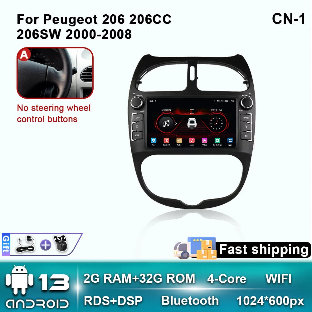 Android Car Radio for PEUGEOT 206 206CC 206SW 2000-2008 GPS Video Player Screen