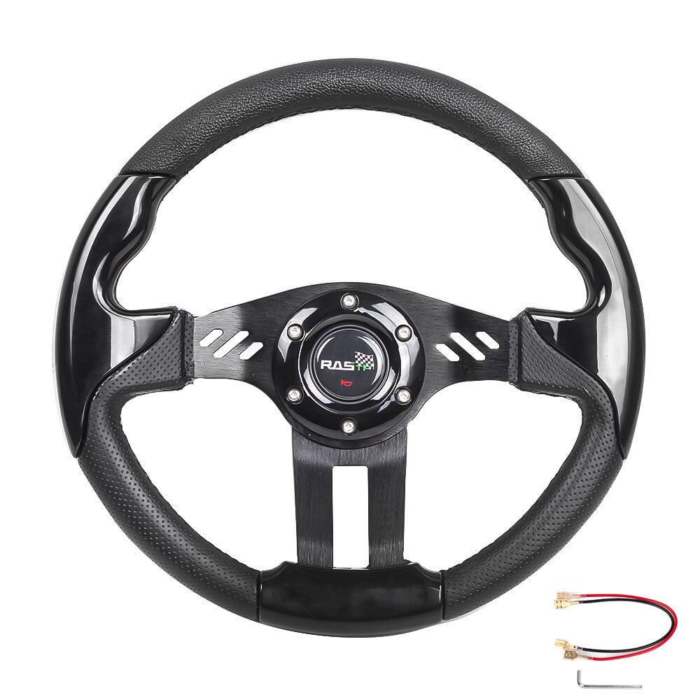 136 Bolt Universal Drifting Racing Steering Wheel w/Horn+Quick Release Black