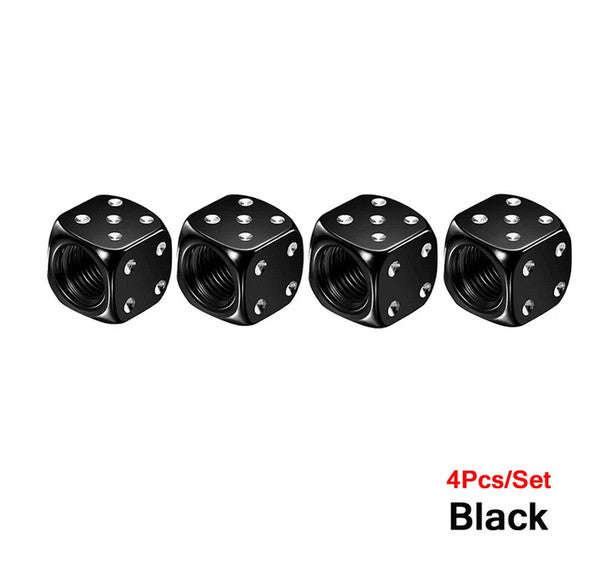 4-piece car tire valve cover rod air dust cover dice black for Toyota