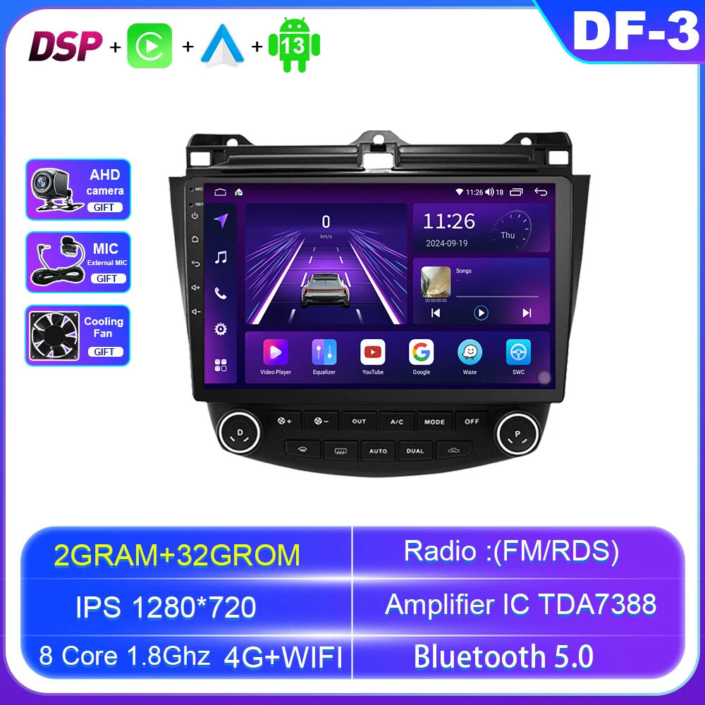 Car Radio Carplay for Honda for Accord 7 2003-2008 Auto GPS Stereo Multimedia Screen