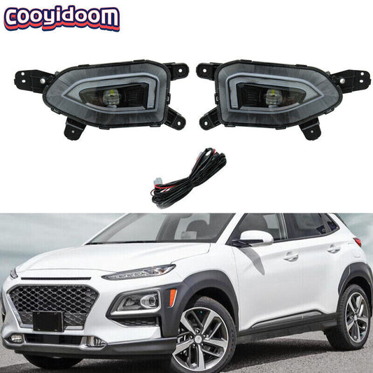 Suitable for 2018-21 for Hyundai Kona LED front bumper turn signals and daytime running lights.
