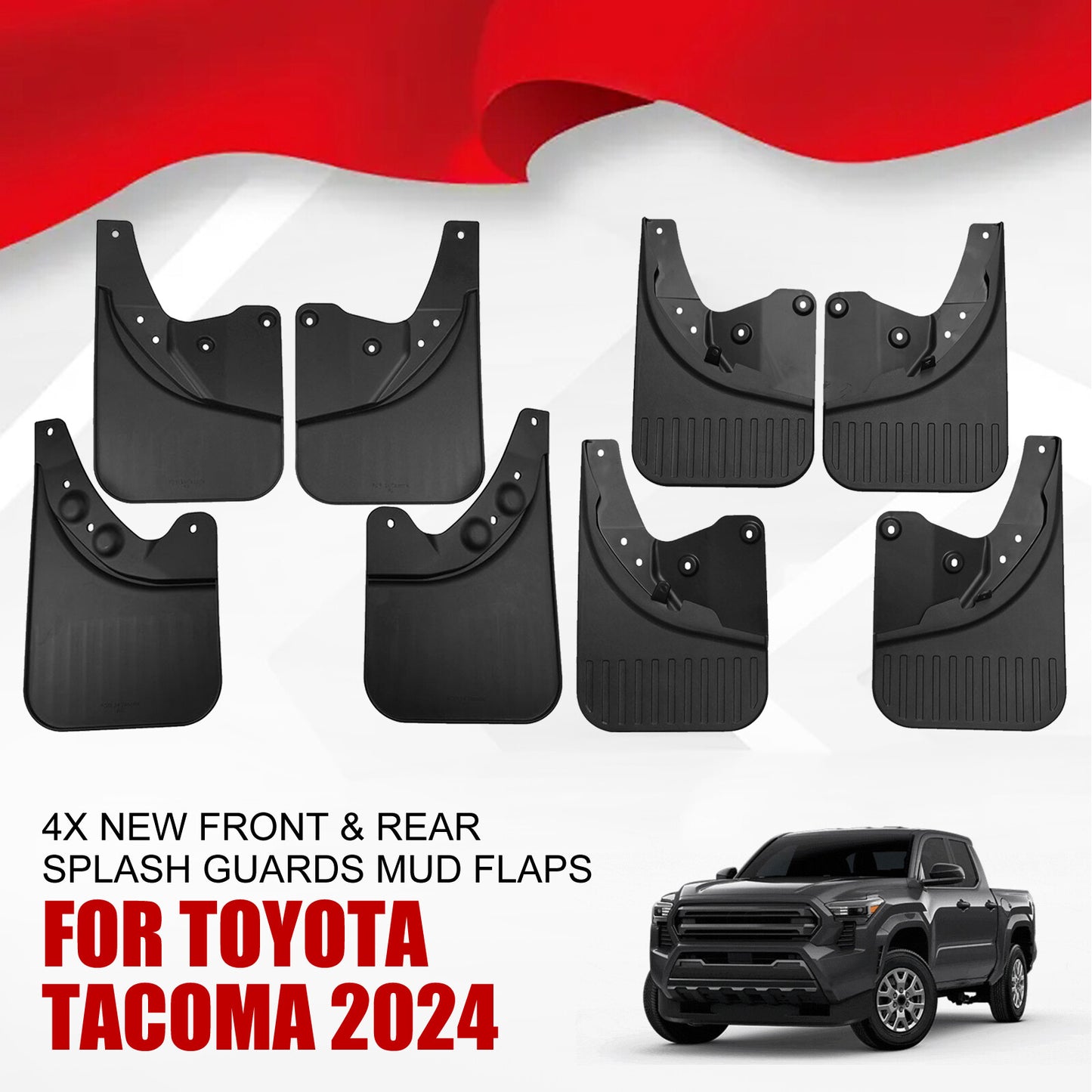 4x New Front  Rear Splash Guards Mud Flaps for Toyota Tacoma 2024