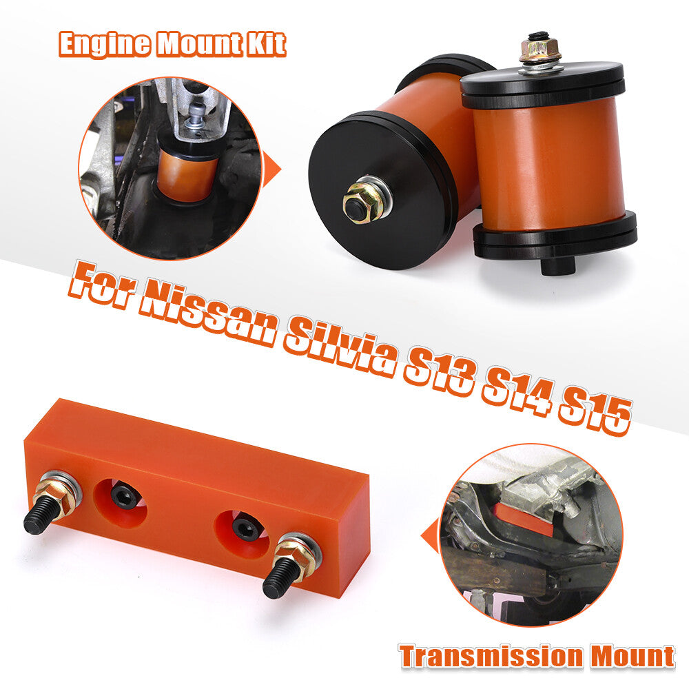 Engine Transmission Mounts for Nissan S13 S14 180SX 200SX 240SX SR20 KA24 Solid