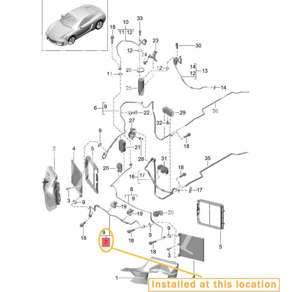 for PORSCHE 991 CAYMAN FRONT A/C CONDENSER Hose Cable Equipment Manufacturer 99157310302