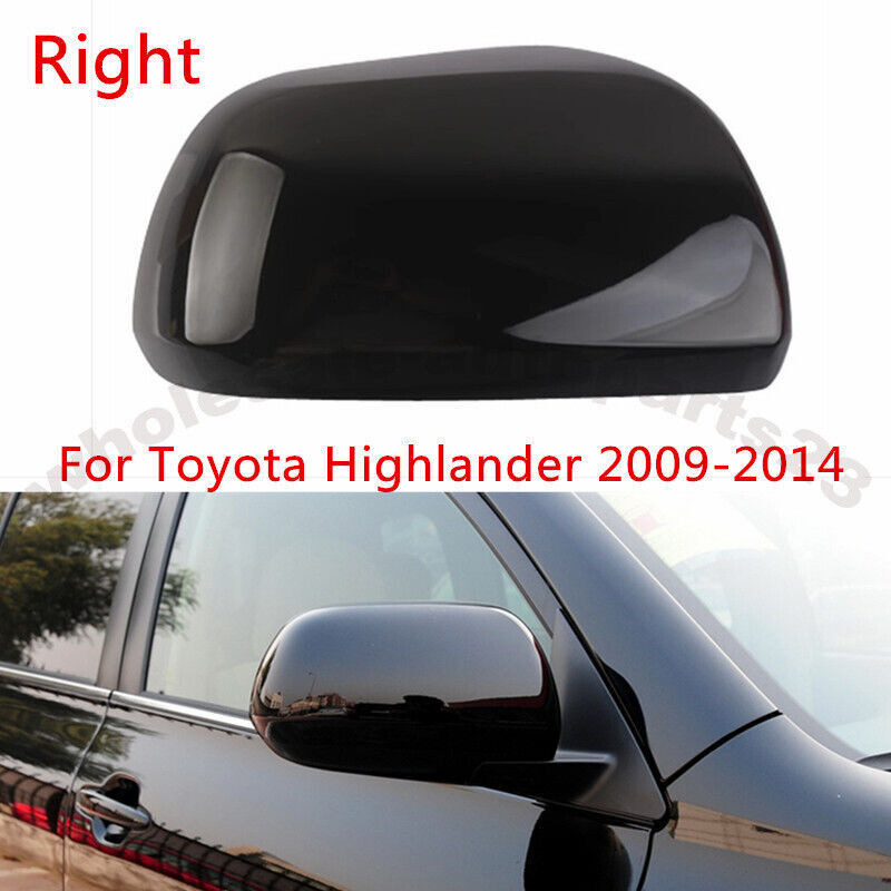 Black RH Rearview Door Mirror Cover Shell Cap for Toyota Highlander 2009-2014
