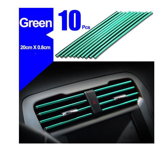 10-Piece Car Air Conditioner Socket Decorative Molded Strips, Green, Suitable for Dodge