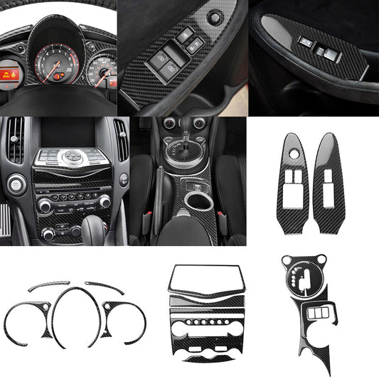 17Pcs Carbon Fiber Interior Full Set Kit Cover Trim for Nissan 370Z 2009-2020