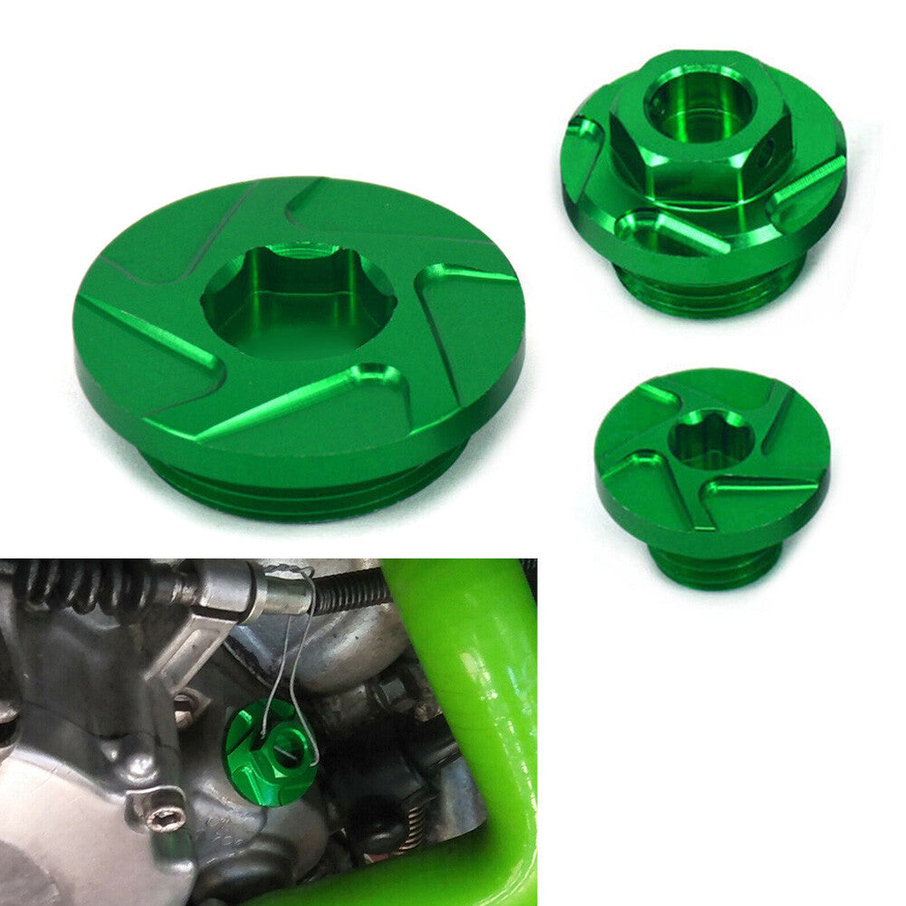 Engine Timing Oil Filter Plugs CNC for Kawasaki KX250F KX450F KLX450R Green