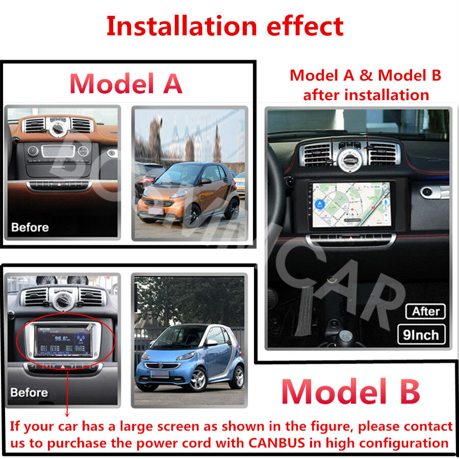 Android 13 Car Stereo Radio Cam Fit for Mercedes Benz for Smart Fortwo 2011-2014 GPS
