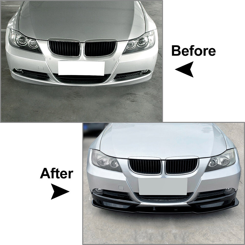 Front Bumper Spoiler Lip+Side Splitter Cover Trim FIT for BMW 3 Series E90 E91 320i