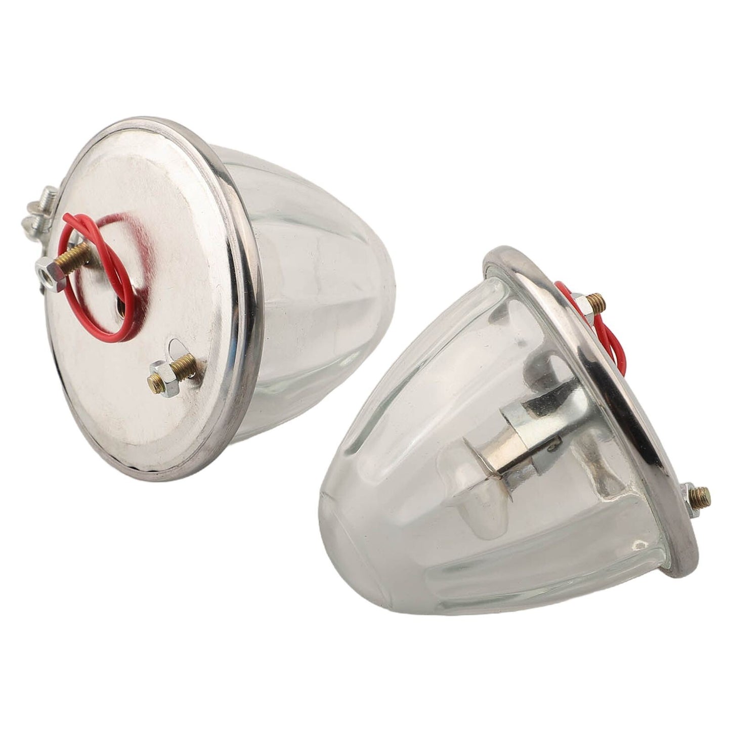 2x Amber Watermelon Light Glass Kit Clear Lens W/ 1156 LED Bulb Incandescent