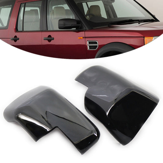 Gloss Black Rearview Mirror Cover Caps Fit for Land Rover Discovery 3 Freelander 2