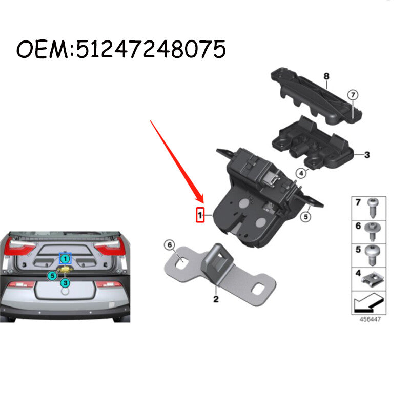 51247248075 Tailgate Boot Replace Trunk Lid Lock Actuator for BMW F20 F21 i3