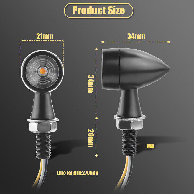 4X Motorcycle LED Bullet for Mini Turn Signals Running Light Blinker For Cafe Racer
