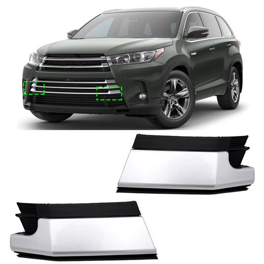 Front Grille Trailer Tow Cover Silver Pair for Toyota Highlander 2017 2018-19