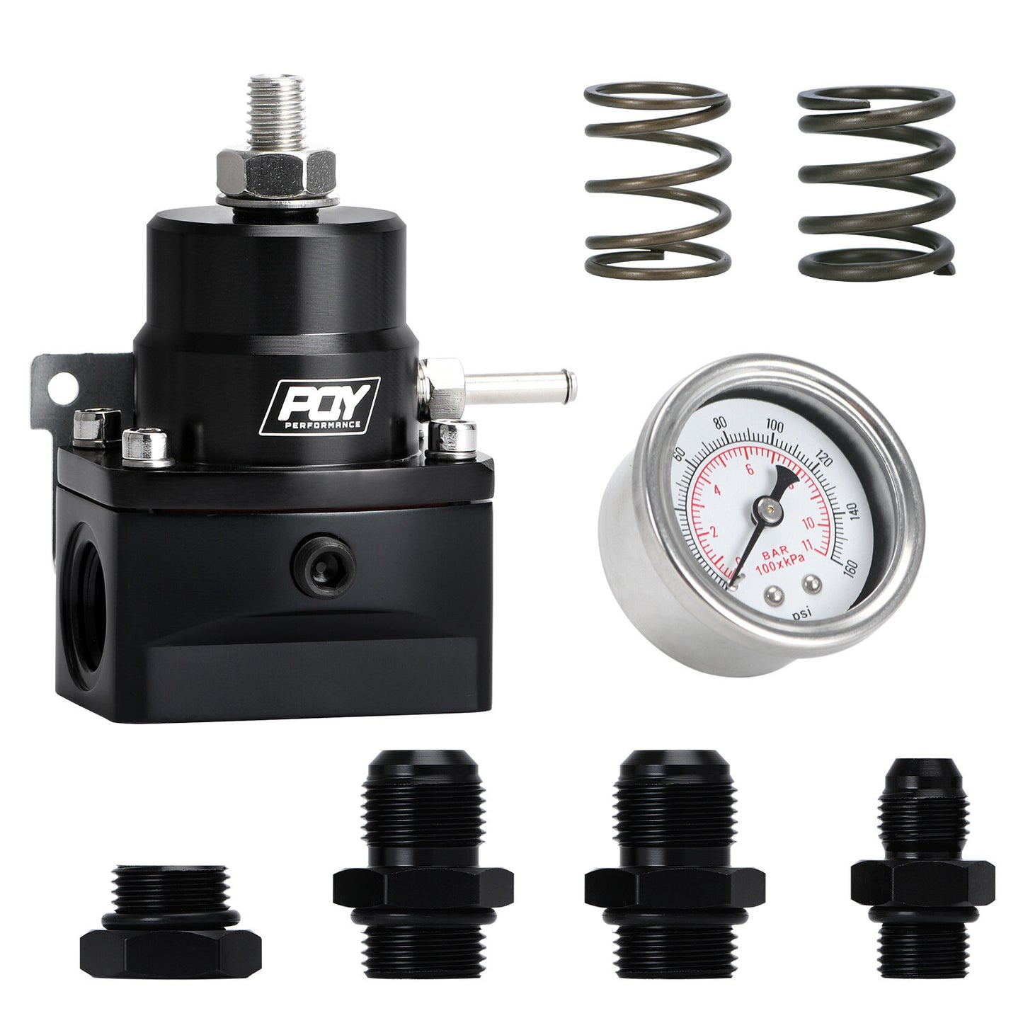 EFI 3-70 PSI High Pressure Fuel Regulator W/Gauge AN8 AN6 Inlet  Return Ports