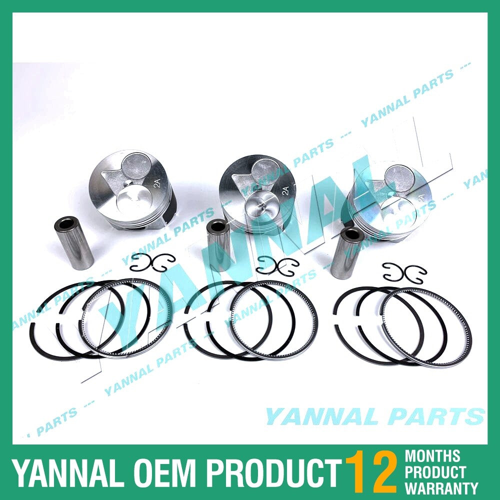 3Pcs Piston With Piston Ring+0.5mm For Kubota D902-2MM engine (oversize)